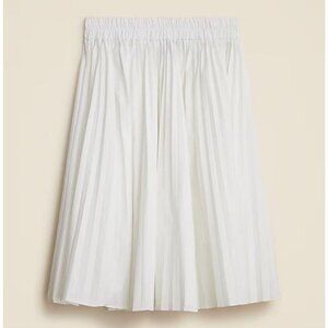 NEW J. Crew Smocked-waist Pleated Skirt White Womens Size XS Spring Summer Midi